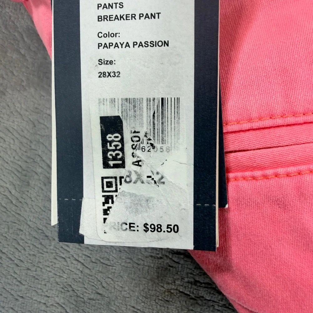 New Vineyard Vines Breaker Pant Men's Size 28x32 Papaya Passion Pink Chino
